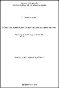 nghien cuu he dieu khien kich tu cho may phat thuy dien nho