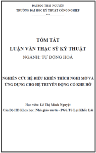 nghien cuu he dieu khien thich nghi mo va ung dung cho he truyen dong co khe ho