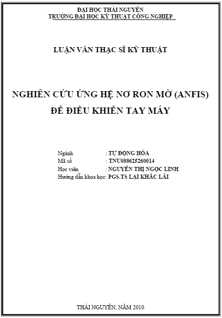 nghien cuu he thong no ron mo anfis de dieu khien tay may