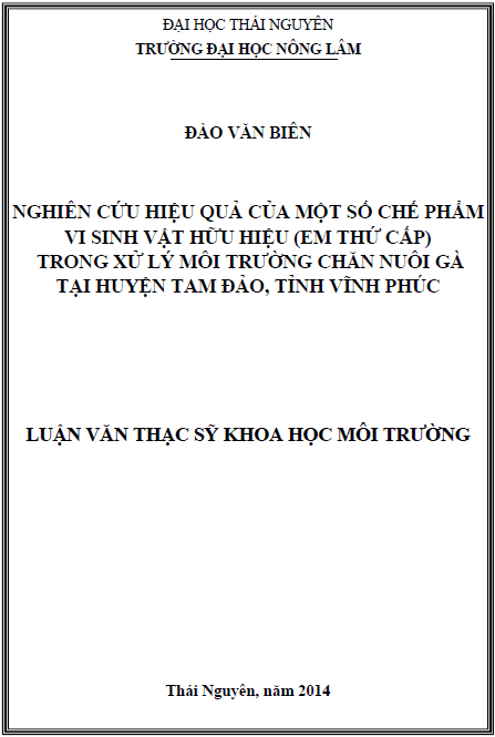 nghien cuu hieu qua cua mot so che pham vi sinh vat huu hieu em thu cap trong xu ly moi truong chan nuoi ga tai huyen tam dao tinh vinh phuc