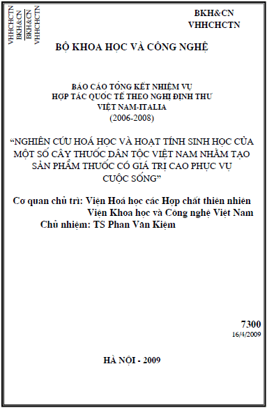 nghien cuu hoa hoc va hoat tinh sinh hoc cua mot so cay thuoc dan toc viet nam nham tao san pham thuoc co gia tri cao phuc vu cuoc song
