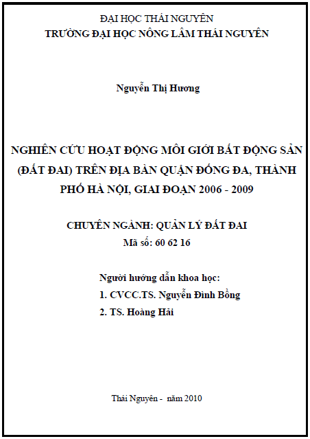 nghien cuu hoat dong moi gioi bat dong san tren dia ban quan dong da thanh pho ha noi giai doan 2006 2009