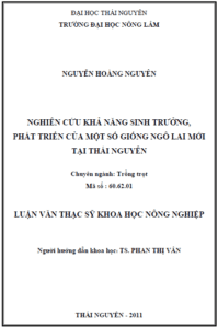 nghien cuu kha nang sinh truong phat trien cua mot so giong ngo lai moi tai thai nguyen