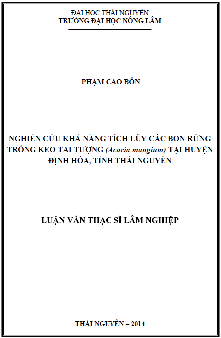 nghien cuu kha nang tich luy cac bon rung trong keo tai tuong acacia mangium tai huyen dinh hoa tinh thai nguyen