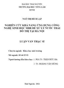 nghien cuu kha nang ung dung cong nghe sinh hoc mbr de xu ly nuoc thai do thi tai ha noi