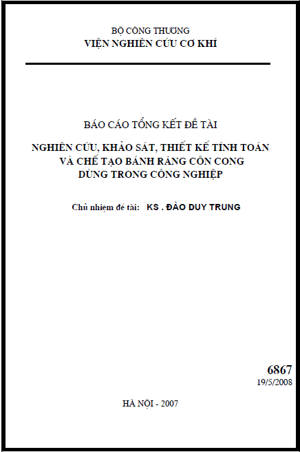 nghien cuu khao sat thiet ke tinh toan va che tao banh rang con cong dung trong cong nghiep