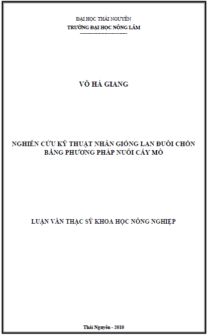 nghien cuu ky thuat nhan giong lan duoi chon bang phuong phap nuoi cay mo