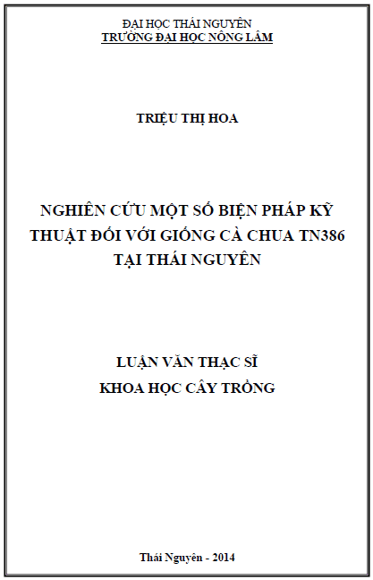 nghien cuu mot so bien phap ky thuat doi voi giong ca chua tn396 tai thai nguyen