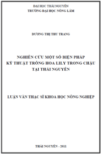 nghien cuu mot so bien phap ky thuat trong hoa lily trong chau tai thai nguyen