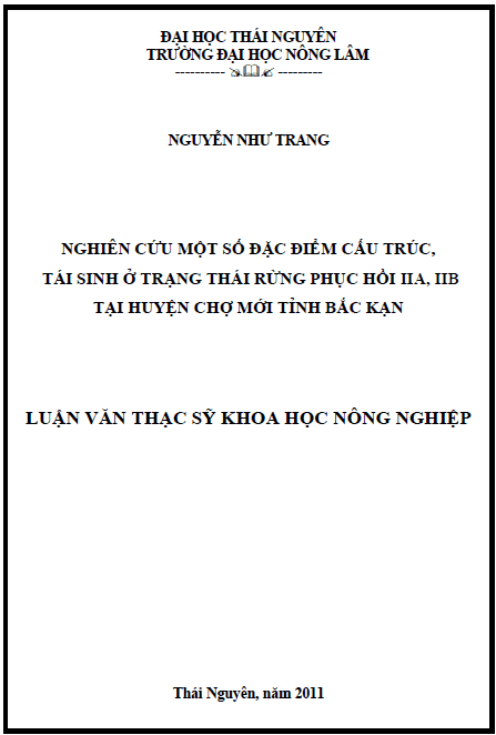 nghien cuu mot so dac diem cau truc tai sinh o trang thai rung phuc hoi iia iib tai huyen cho moi tinh bac kan
