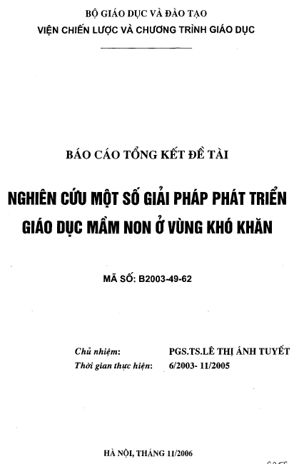nghien cuu mot so giai phap phat trien giao duc mam non o vung kho khan