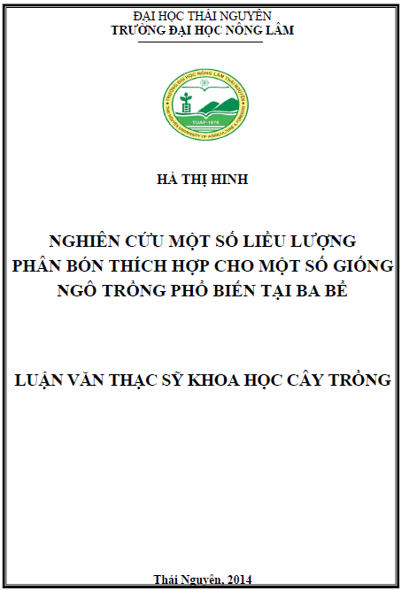 nghien cuu mot so lieu luong phan bon thich hop cho mot so giong ngo trong pho bien tai ba be
