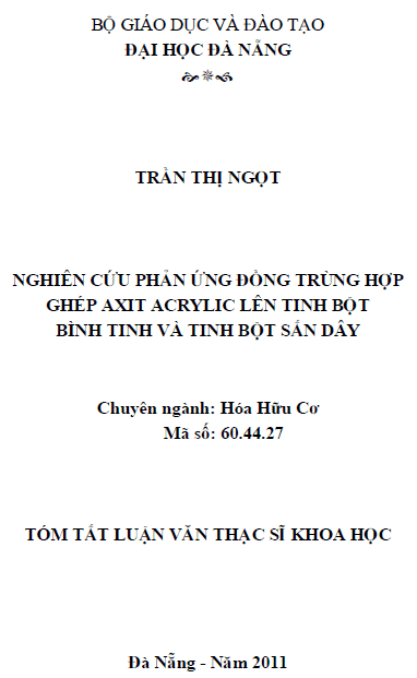 nghien cuu phan ung dong trung hop ghep axit acrylic len tinh bot binh tinh va tinh bot san day