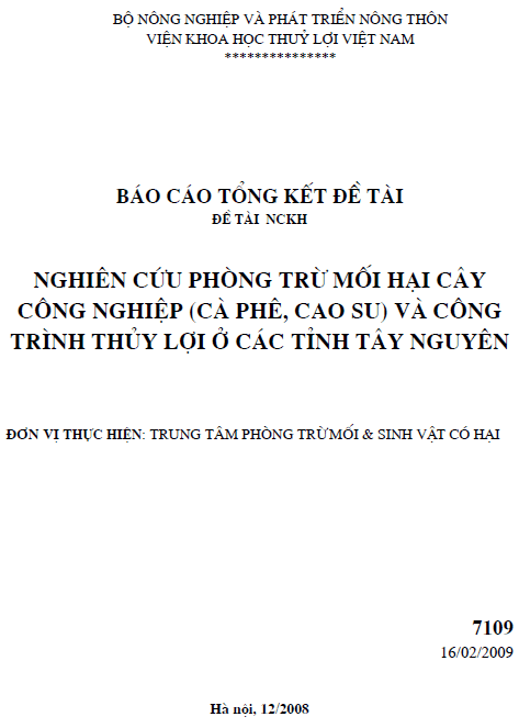 nghien cuu phong tru moi hai cay cong nghiep ca phe cao su va cong trinh thuy loi o cac tinh tay nguyen