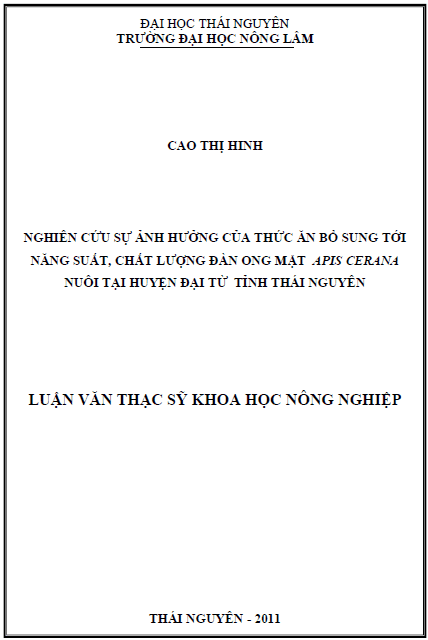 nghien cuu su anh huong cua thuc an bo sung toi nang suat chat luong dan ong mat apis cerana nuoi tai huyen dai tu tinh thai nguyen
