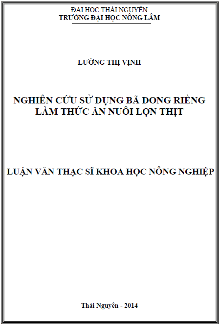 nghien cuu su dung ba dong rieng lam thuc an nuoi lon thit