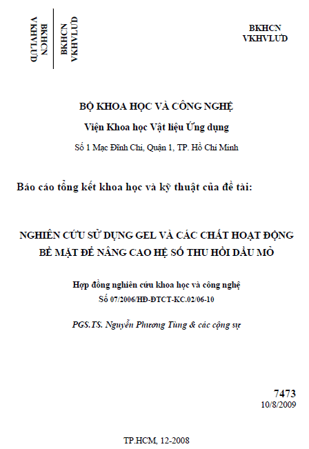 nghien cuu su dung gel va cac chat hoat dong be mat de nang cao he so thu hoi dau mo