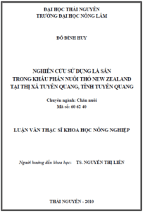 nghien cuu su dung la san trong khau phan chan nuoi tho new zealand tai thi xa tuyen quang tinh tuyen quang