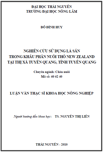 nghien cuu su dung la san trong khau phan chan nuoi tho new zealand tai thi xa tuyen quang tinh tuyen quang