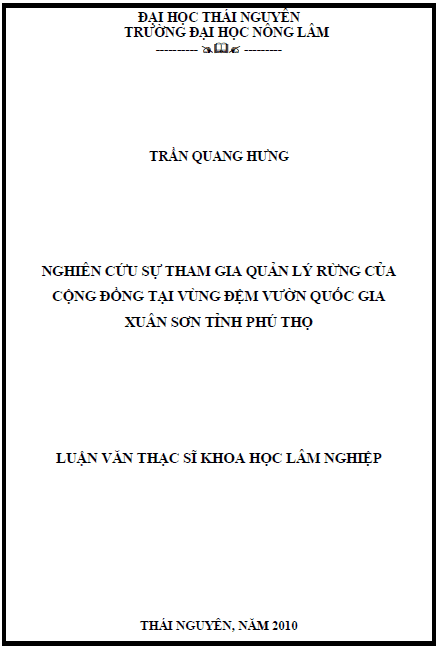 nghien cuu su tham gia quan ly rung cua cong dong tai vung dem vuon quoc gia xuan son tinh phu tho