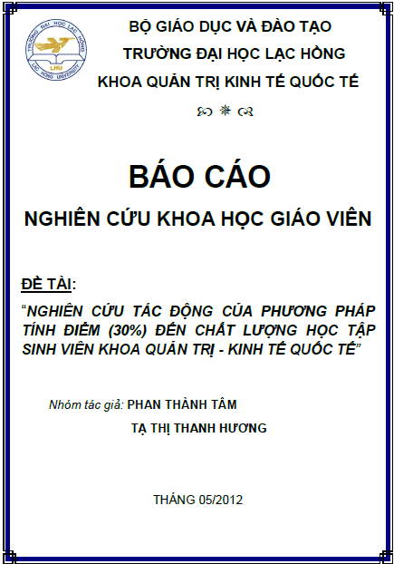 nghien cuu tac dong cua phuong phap tinh diem 30 den chat luong hoc tap sinh vien khoa quan tri kinh te quoc te