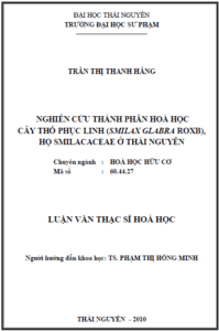 nghien cuu thanh phan hoa hoc cay tho phuc linh smilax glabra roxb ho smilacaceae o thai nguyen