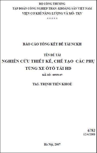 nghien cuu thiet ke che tao cac phu tung xe oto tai hd