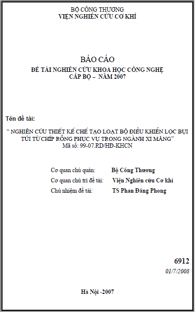 nghien cuu thiet ke che tao loat bo dieu khien loc bui tu chip rong phuc vu trong nganh xi mang