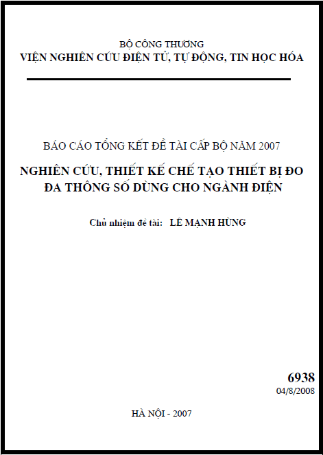 nghien cuu thiet ke che tao thiet bi do dac thong so dung cho nganh dien