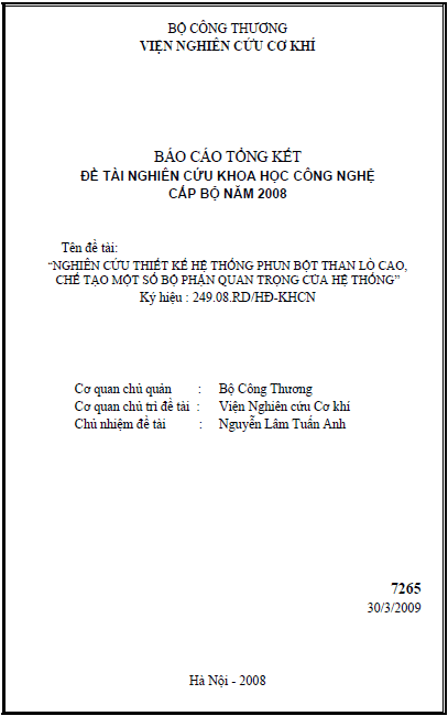Nghiên cứu thiết kế hệ thống phun bột than lò cao, chế tạo một số bộ phận quan trọng của hệ thống 1 nghien cuu thiet ke he thong phun bot than lo cao che tao mot so bo phan quan trong cua he thong