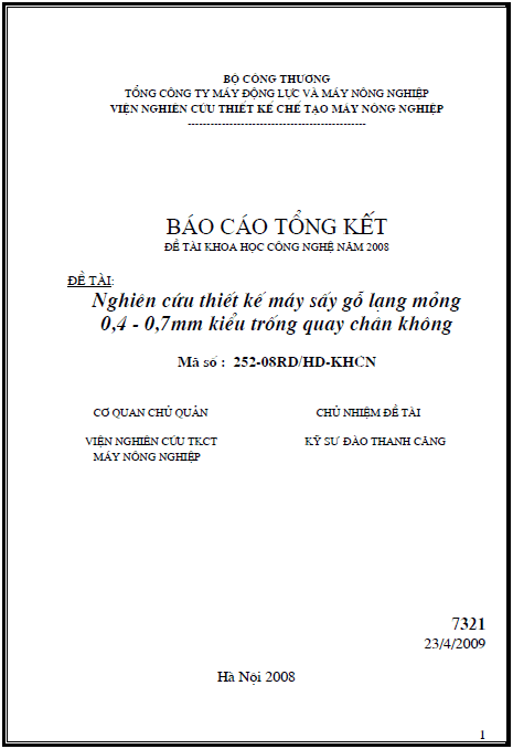 nghien cuu thiet ke may say go lang mong 0 4 0 7 mm kieu trong quay chan khong