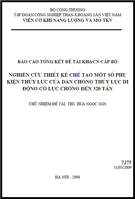 nghien cuu thiet ke va che tao mot so phu kien thuy luc cua gian chong thuy luc di dong co luc chong den 320 tan