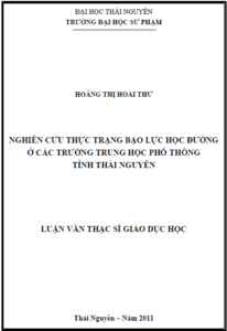 nghien cuu thuc trang bao luc hoc duong o cac truong trung hoc pho thong tinh thai nguyen