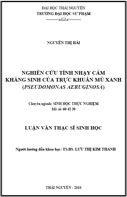 nghien cuu tinh nhay cam khang sinh cua truc khuan mu xanh pseudomonas aeruginosa