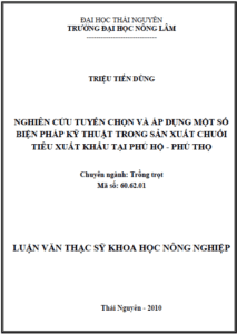 nghien cuu tuyen chon va ap dung mot so bien phap ky thuat trong san xuat chuoi tieu xuat khau tai phu ho phu tho