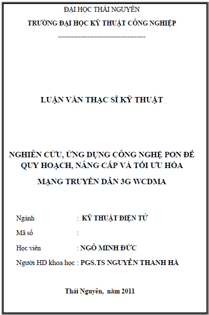nghien cuu ung dung cong nghe pon de quy hoach nang cap va toi uu hoa mang truyen dan 3g wcdma
