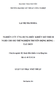nghien cuu ung dung dieu khien mo thich nghi cho bo thi nghiem truyen dong bong tay don