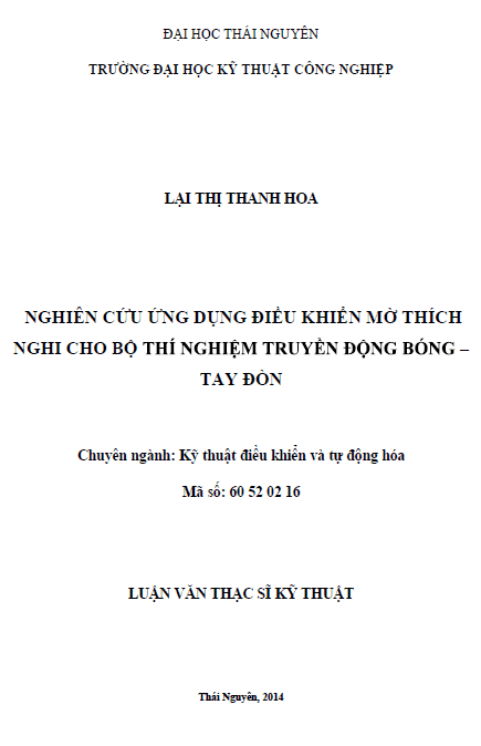 nghien cuu ung dung dieu khien mo thich nghi cho bo thi nghiem truyen dong bong tay don