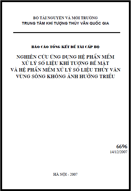 nghien cuu ung dung he phan mem xu ly so lieu khi tuong be mat va he phan mem xu ly so lieu thuy van vung song khong anh huong trieu