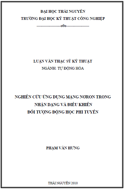 nghien cuu ung dung mang noron trong nhan dang va dieu khien doi tuong dong hoc phi tuyen