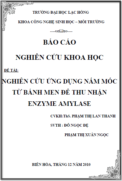 nghien cuu ung dung nam moc tu banh men de thu nhan enzyme amylase