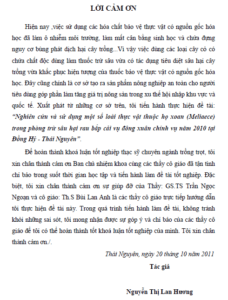 nghien cuu va su dung mot so loai thuc vat thuoc ho xoan meliaece trong phong tru sau hai rau bap cai vu dong xuan chinh vu nam 2010 tai dong hy tinh thai nguyen