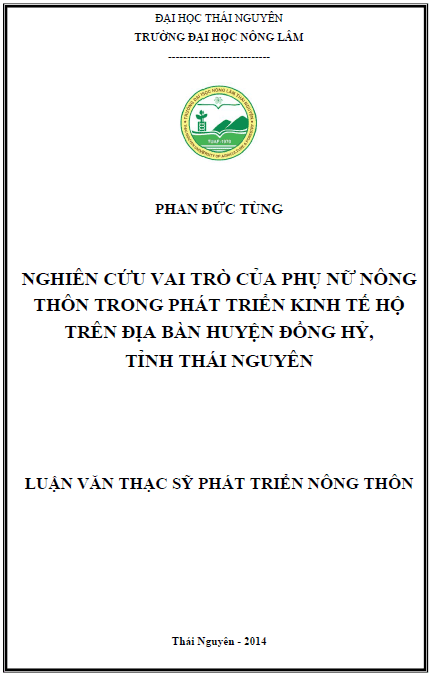 nghien cuu vai tro cua phu nu nong thon trong phat trien kinh te ho tren dia ban huyen dong hy tinh thai nguyen