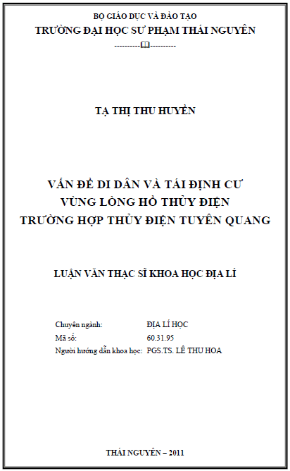 nghien cuu van de di dan va tai dinh cu vung long ho thuy dien truong hop thuy dien tuyen quang
