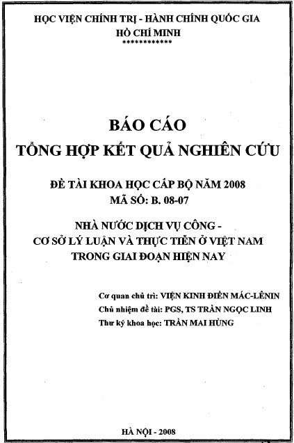 nha nuoc dich vu cong co so ly luan va thuc tien o viet nam trong giai doan hien nay