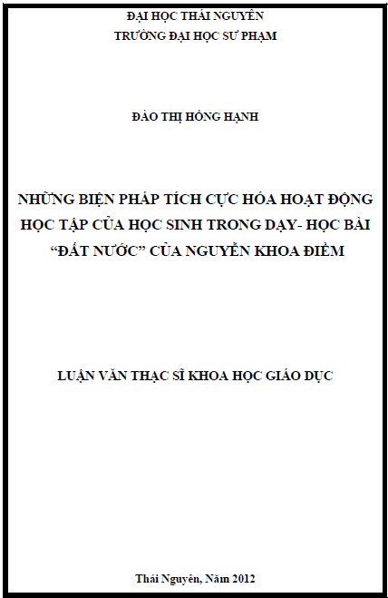 nhung bien phap tich cuc hoa hoat dong hoc tap cua hoc sinh trong day hoc bai dat nuoc cua nguyen khoa diem