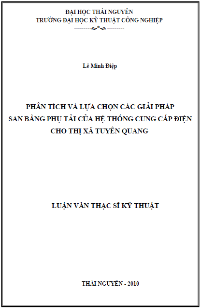 phan tich va lua chon cac giai phap san bang phu tai cua he thong cung cap dien cho thi xa tuyen quang