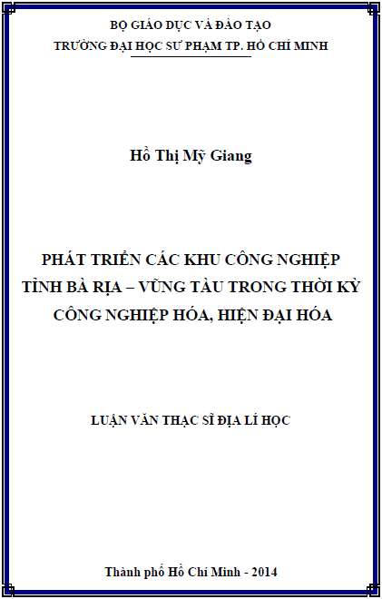 phat trien cac khu cong nghiep tinh ba ria vung tau trong thoi ky cong nghiep hoa hien dai hoa