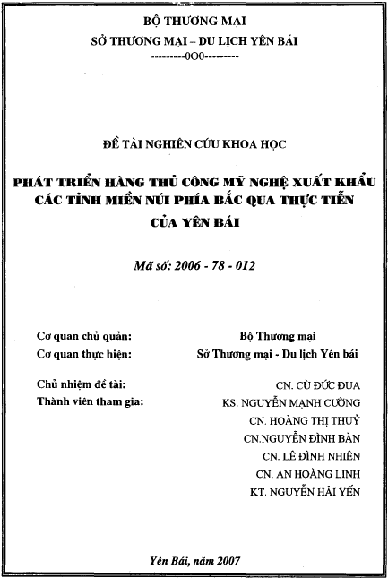 phat trien hang thu cong my nghe xuat khau cac tinh mien nui phia bac qua thuc tien cua yen bai