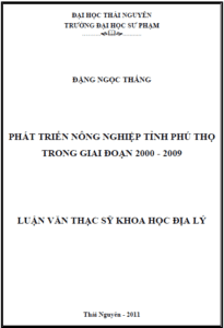 phat trien nong nghiep tinh phu tho trong giai doan 2000 2009